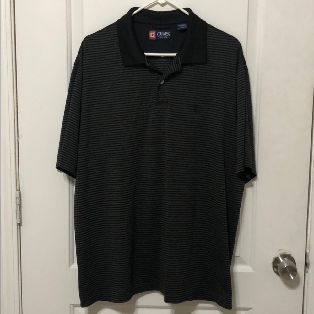 Chaps black gray stripe polo shirt